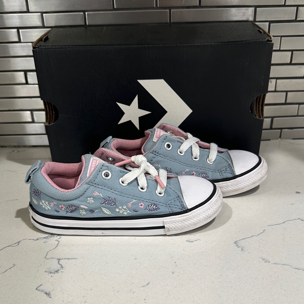 Converse Kids' Blue and Pink Floral Sneakers